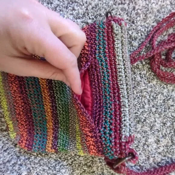 The Sak Crocheted Riviera Hobo Red Bohemian Stripe Shoulder Bag - Picture 8 of 8